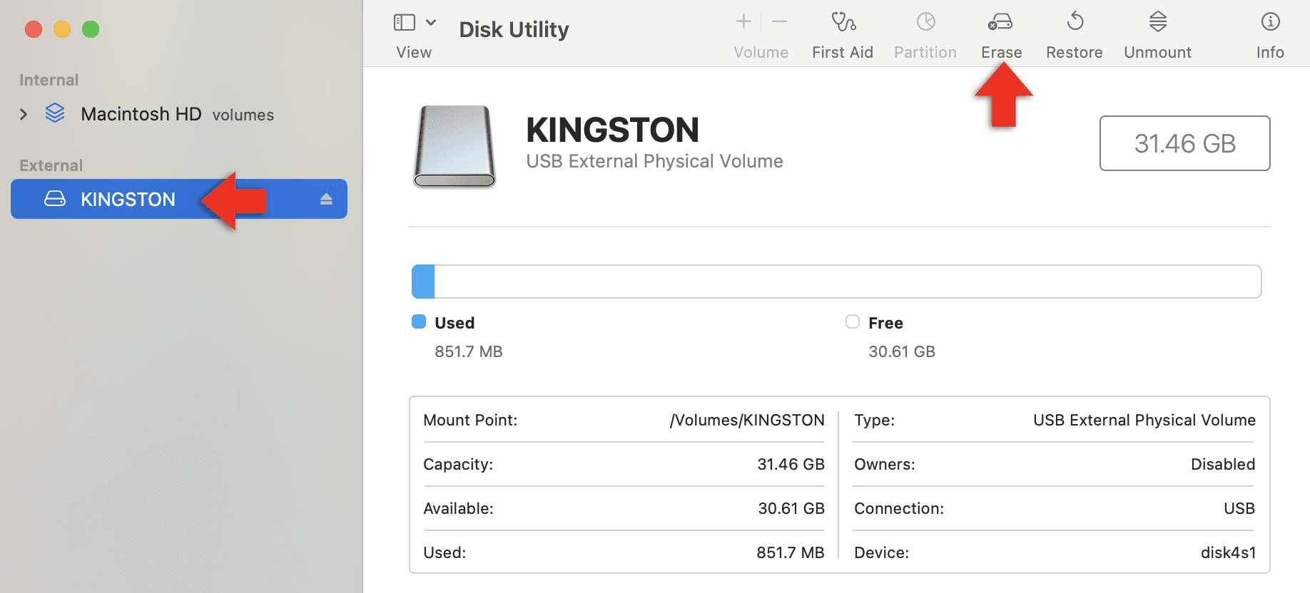 Disk Utility in macos